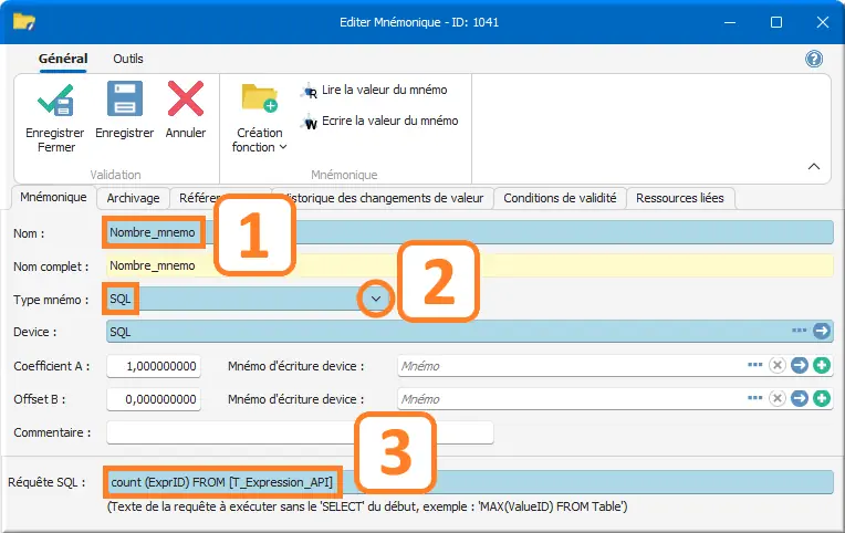 Création d'un mnémonique SQL